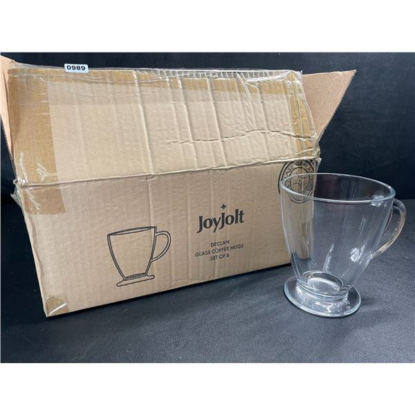 Box of 6 JoyJolt Glass Coffee Mugs - New