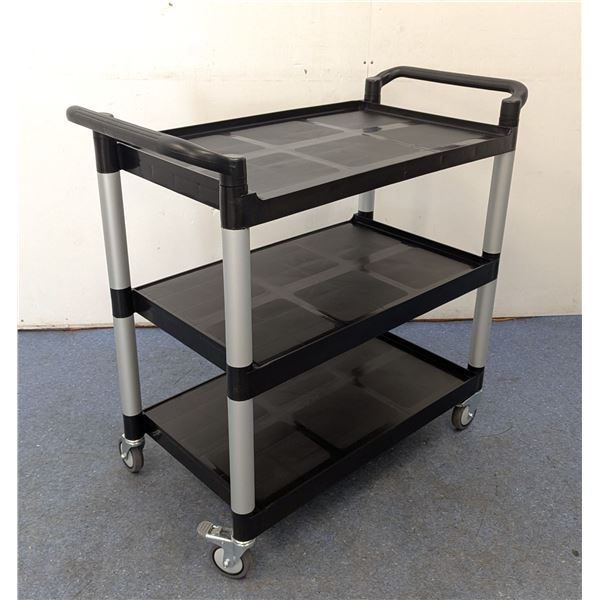 Black Plastic Bussing Cart with 19.5" x 31" Tray Size, Omcan 43069 |R4-3