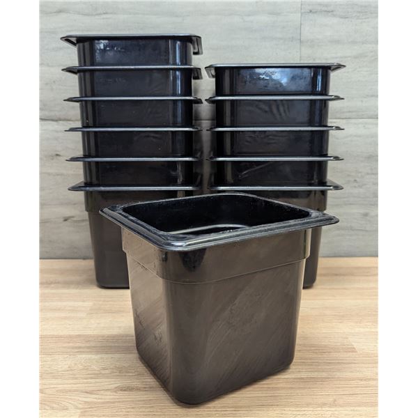 1/6 Size 6" Deep Black Food Pan Containers/Inserts - Lot of 12 |FtMC1