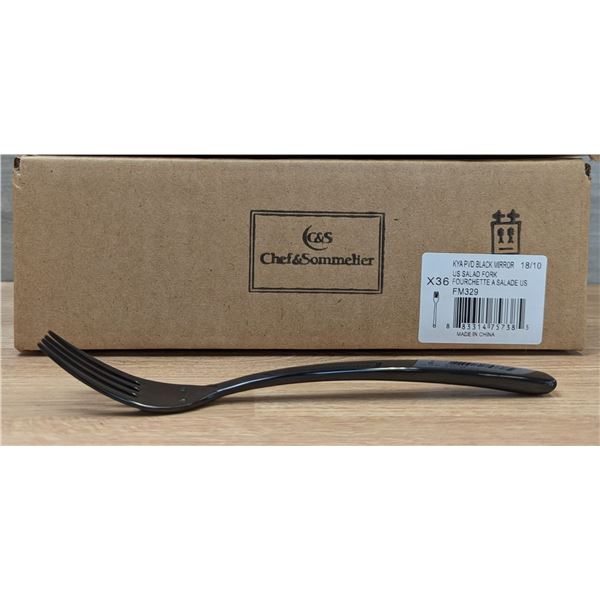 Chef & Sommelier Kya Black 7-1/2" Salad Forks - Lot of 36 (1 Box) |FM329/CC1-1