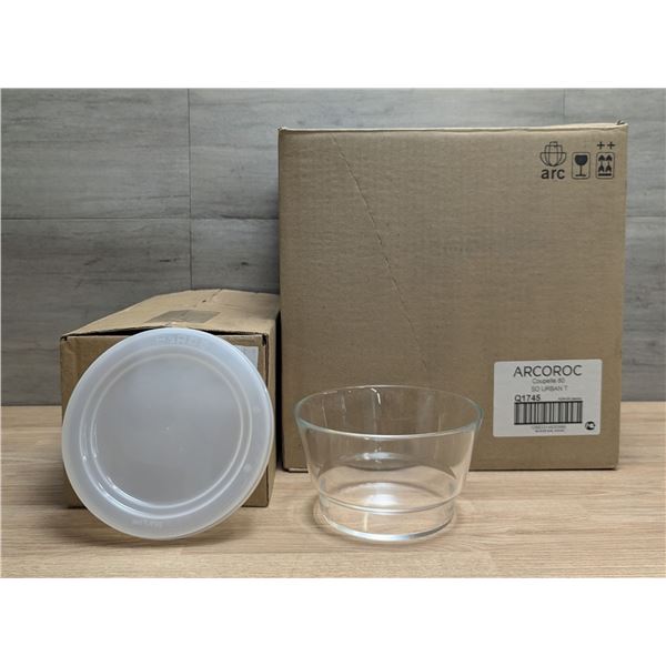 27oz Glass Bowls, Arcoroc "So Urban" Q1745 - Lot of 24 w/extra lids |Q1745&Q3006/CC3