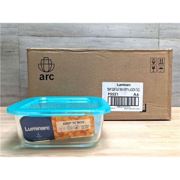 760ml Glass Square Keep N Boxes, Arcoroc P5521 - Lot of 6 |CC1-1