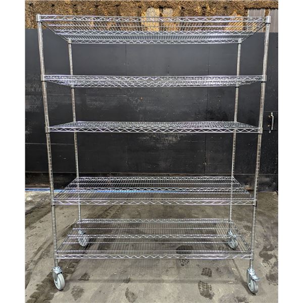 60" x 24" 5-Tier Heavy Duty Wire Shelving With Wheels |HD602472A5CW/R4-1,4