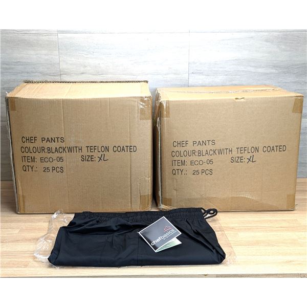 Chef Black Pants, Size XL - Lot of 50 (2 cases) |JM-4/L4-2