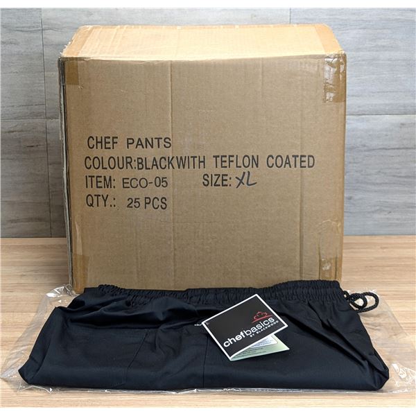 Chef Black Pants, Size XL - Lot of 25 (1 case) |JM-6/L4-2