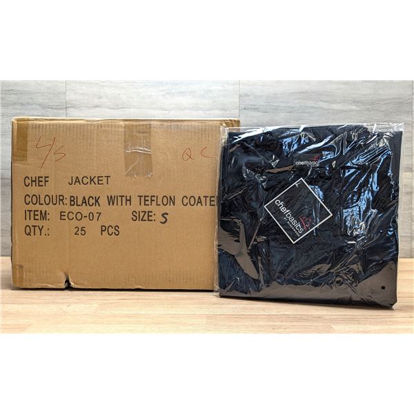 Chefbasics Black Chef Jackets With Long Sleeves, Size S - Lot of 15 |JM-7/L4-3