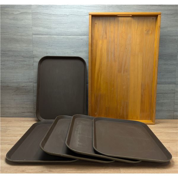Cambro Camtread Trays & Wood Tray - Lot of 6pcs |MT5/FtD