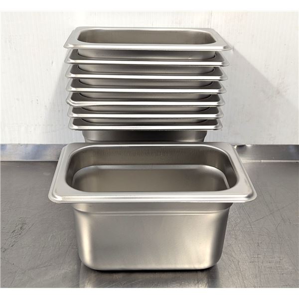 1/9 Size Stainless Inserts, 4" Deep - Lot of 8 |RC24/FtG