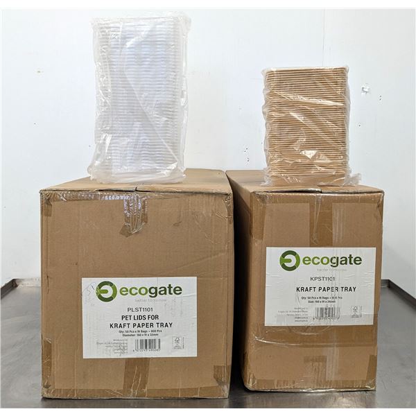 Ecogate Kraft Paper Sushi Trays - Lot of 800 Sets |WH1/R1