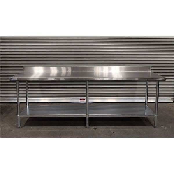 24" x 96" Stainless Steel Work Table W/Backsplash, Omcan 22085 |LBD