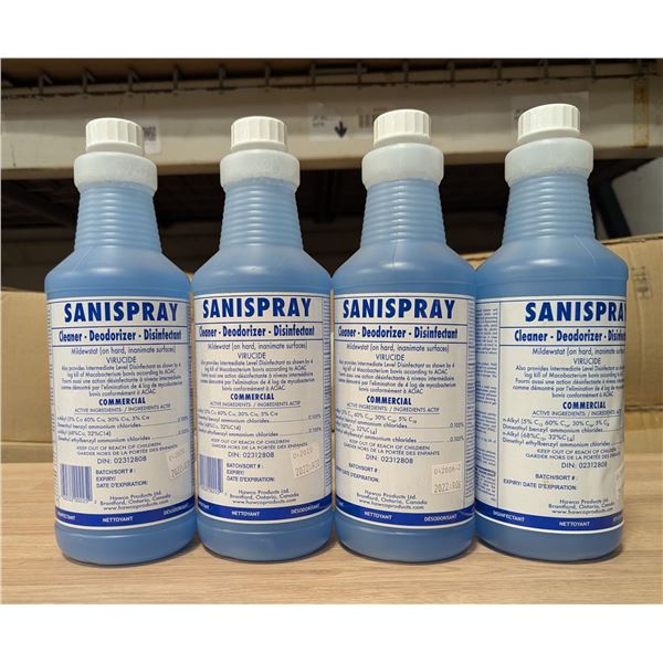 Sanispray Cleaner, Deodorizer, Disinfectant, 1L - Lot of 4 |L6CR5