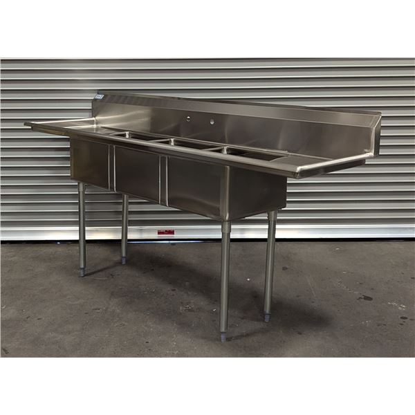 18" x 18" x 11" Three Tub Sink W/Drainboards, Omcan 22117 |J-Sink/L8