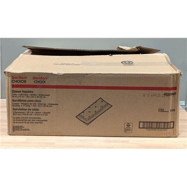 Gordon Choice 15" x 17" Dinner Napkins 250count - Lot of 12  |EC7