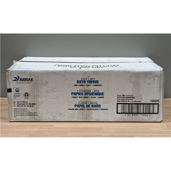 Array Bath Tissue Mini Jumbo White Embossed - Lot of 12 rolls ( 1 case ) |EC5