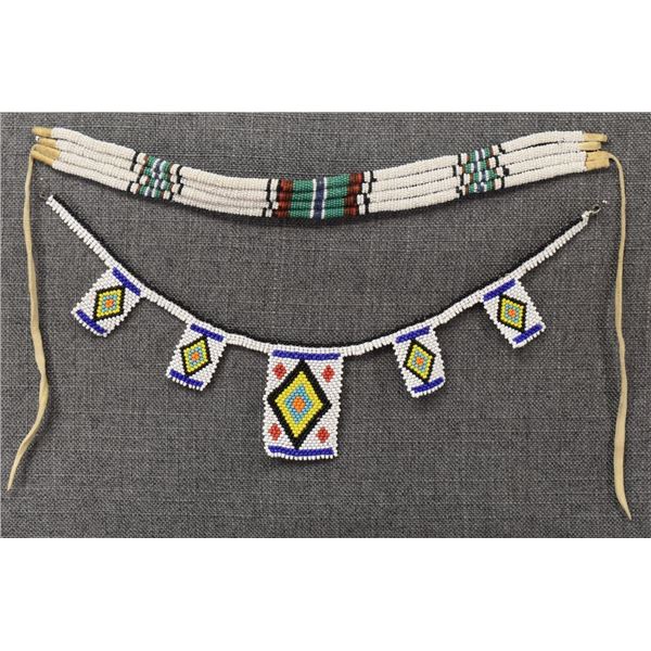 TWO PLAINS BEADED NECKLACES