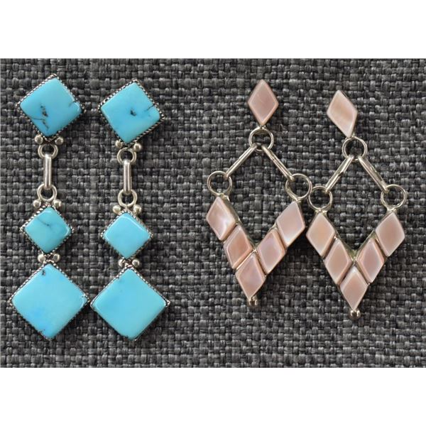 TWO ZUNI EARRINGS (GS & RLD)