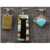 Image 2 : FIVE NAVAJO AND ONE SANTO DOMINGO PENDANTS (SIGNED)