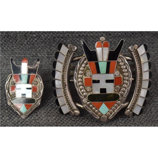 ZUNI INDIAN BRACELET AND RING (DEREK & VIVIAN HATTIE)
