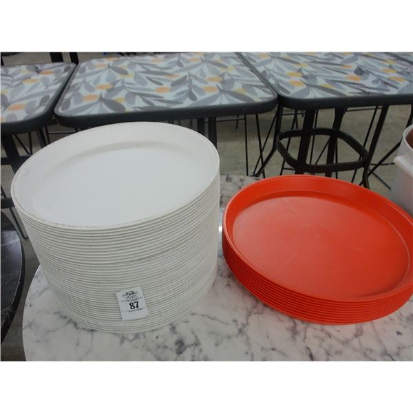 Round Red/White Plastic Serving Trays