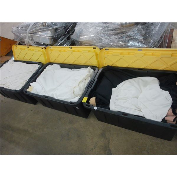 Bins 6 w/Asst. Table Skirts and Linens
