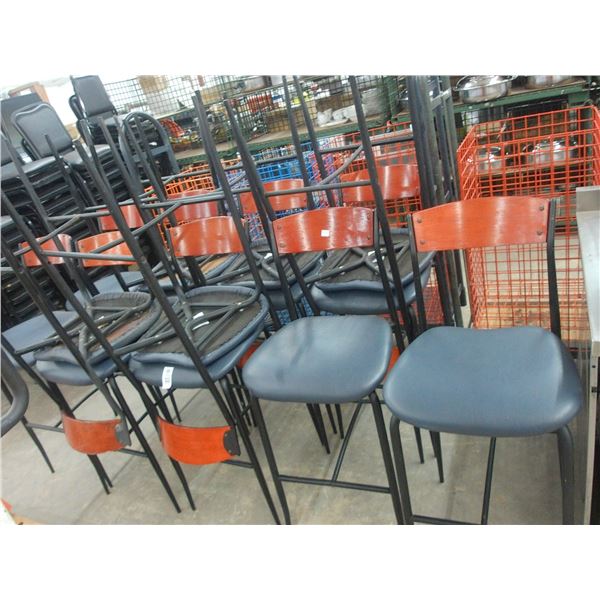 14-Metal Cherry Back Grey Padded Bar Stools - 14 X $