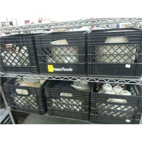 Crates w/Floral Dishes/Mugs - 6