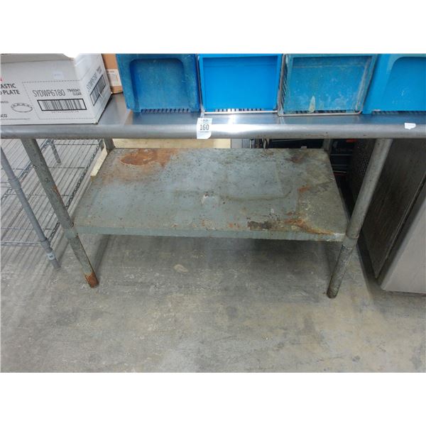 S/S  4'  Bullnose Island Table w/Undershelf