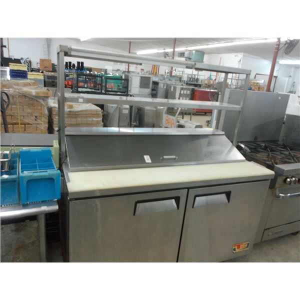 US Ref. S/S Rolling 5' Ref. Sandwich Prep w/Double Overshelf - (35 Degrees)