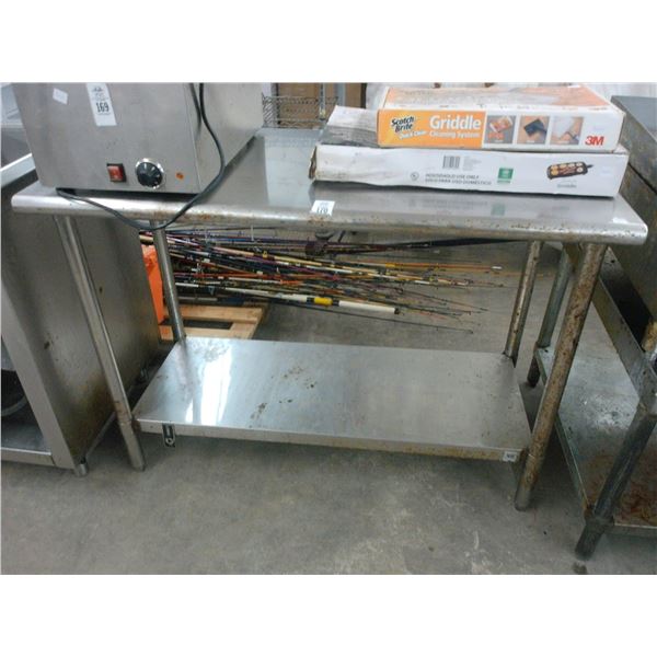 S/S  4'  Bullnose Island Table w/Undershelf