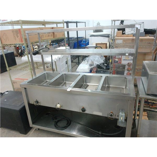 S/S  4 Comp Electric Steam Table w/Double Overshelf