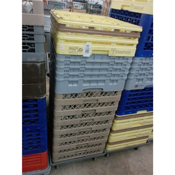 Dishwasher Trays 7 w/Asst. Glassware/Dolly