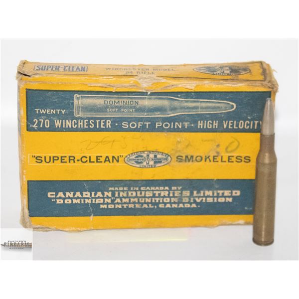 BOX OF 9 DOMINION 270 WIN CARTRIDGES SOFT POINT