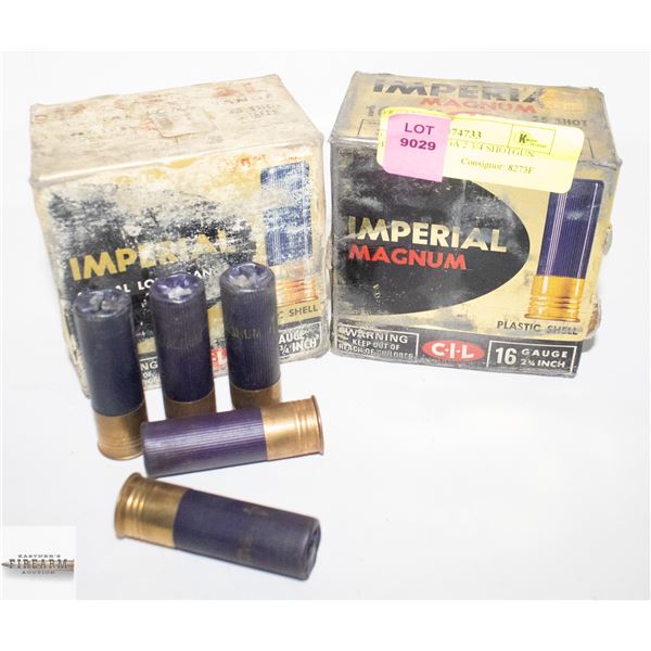 APPROX 50 RELOADED IMPERIAL 16GA 2 3/4 SHOTGUN SHELLS