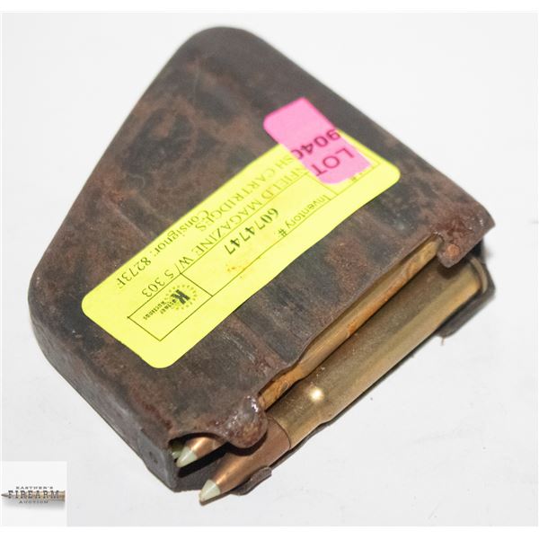 LEE ENFIELD MAGAZINE W/ 5 303 BRITISH CARTRIDGES