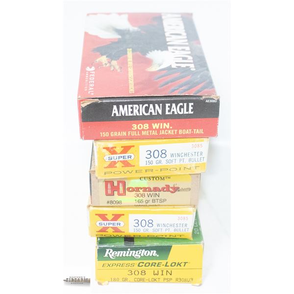 5 BOXES OF ASSORTED 308 WINCHESTER