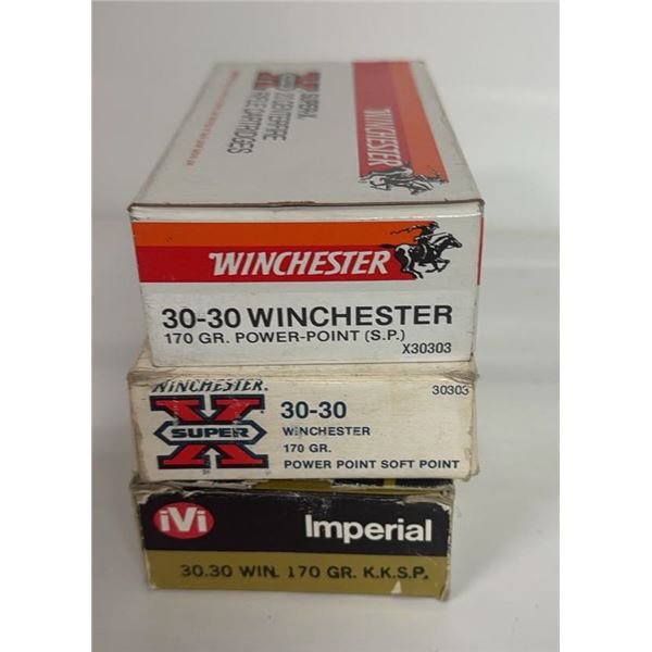 60 ASSORTED 30-30 WIN CARTRIDGES