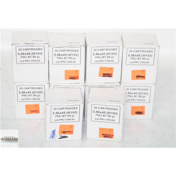 10 BOXES OF 5.56 X 45 55GR FMJ CARTRIDGES