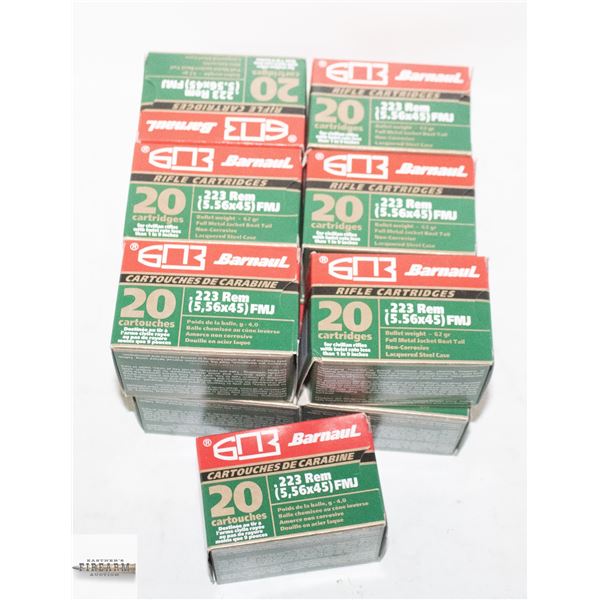 13 BOXES OF BARNAUL .223 REM CARTRIDGES