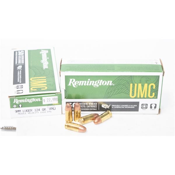 100 ROUNDS OF REMINGTON 9MM LUGAR 124GR