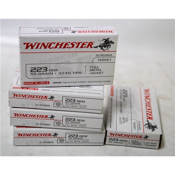 100 ROUNDS WINCHESTER  223 REM RIFLE CARTRIDGES