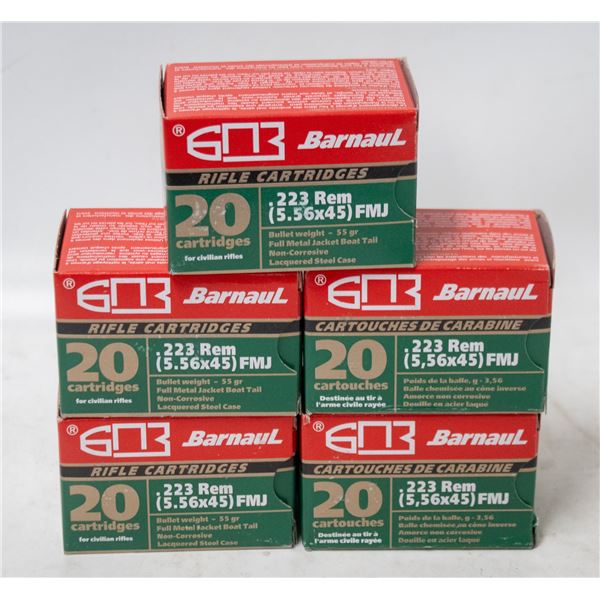 120 ROUNDS BARNAUL .223 REM RIFLE CARTRIDGES