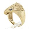 Image 8 : Estate 14K Yellow Gold Detailed Horse Head Band Ring w/ 0.10 Diamond & Sapphire