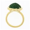 Image 9 : NEW 18K Gold 9.99 ctw GIA Carved Scalloped Pear Cabochon Emerald Cocktail Ring