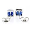 Image 3 : NEW 18K White Gold GIA Cushion Brilliant Prong Royal Blue Sapphire Stud Earrings