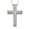 Image 6 : NEW 14k White Gold.60 ctw Round Pave Diamond Boxy Cross Slide Pendant & 18 Chain