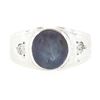 Image 4 : Mens Vintage 14K White Gold Bezel Star Sapphire & Diamond Florentine Finish Ring
