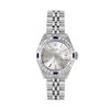 Image 2 : Rolex Ladies Stainless Steel Silver Index 18K Gold Diamond And Sapphire Bezel Da