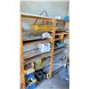 Image 1 : WOODEN STORAGE SHELF WITH ASSORTED ROUND STOCK METAL MATERIAL