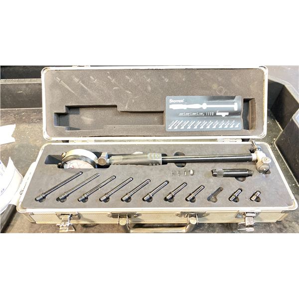 STARRETT 2"-6" MACHINIST DIAL GAUGE WITH VARIOUS BITS AND CASE