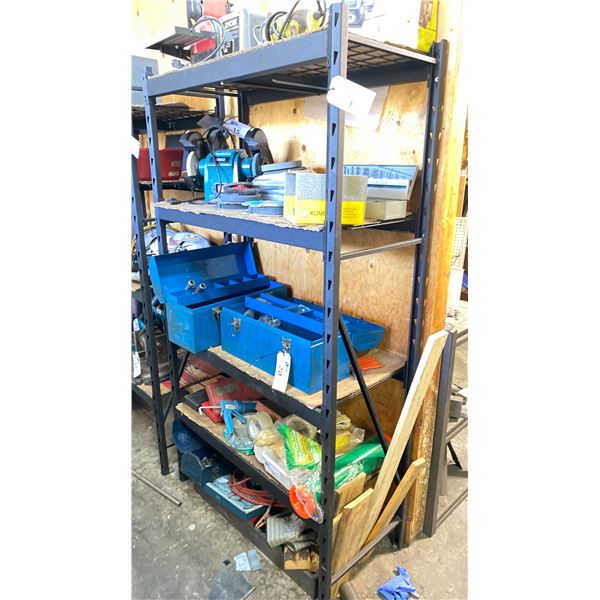 1 BLACK METAL STORGE RACK APPROX 6 FT H, 3.5 FT L, 1.5 FT W